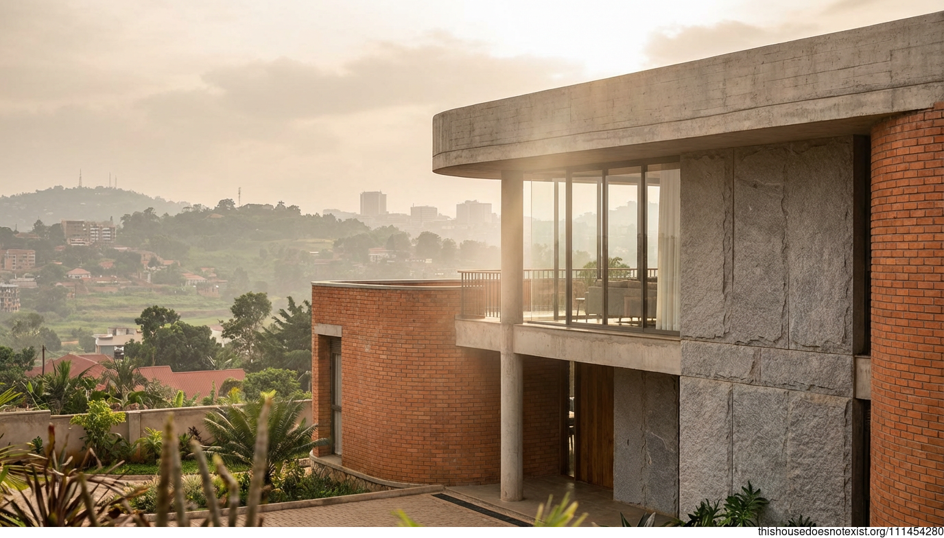 Curved Brick Haven in Kampala Daylight