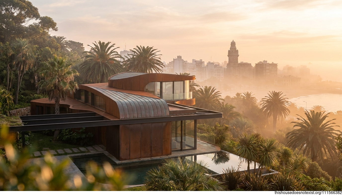 Curved Corten Dawn in Montevideo