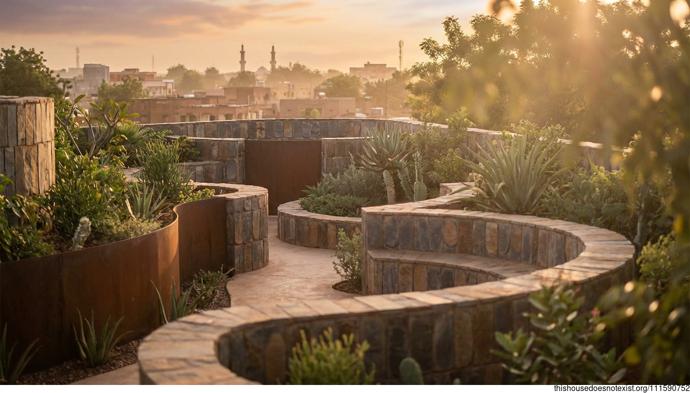 Ouagadougou's Mid-Century Slate Sunset Garden