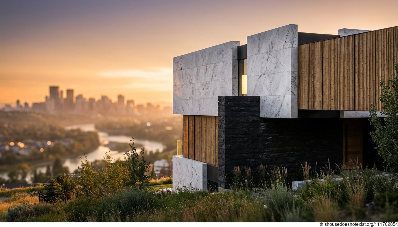 Calgary Brutalist Marble Sunset Dwelling