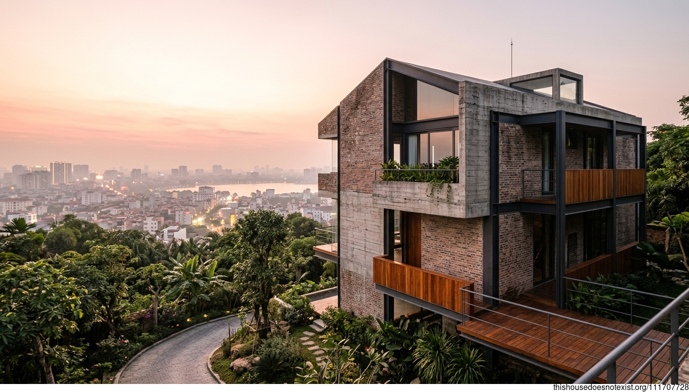 Brutalist Hanoi Sunrise Facade