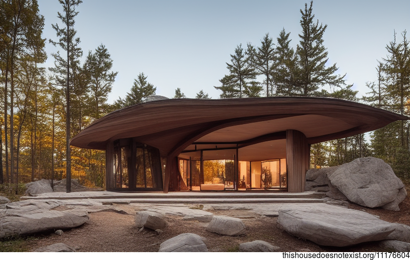 An Ottawa, Canada Home With Exposed Wood, Curved Bamboo, and Rocks