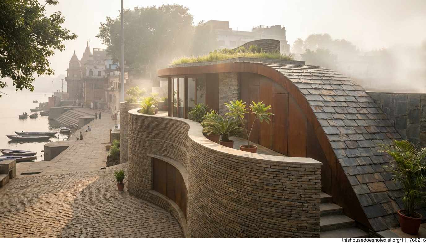 Curved Corten Sanctuary in Varanasi
