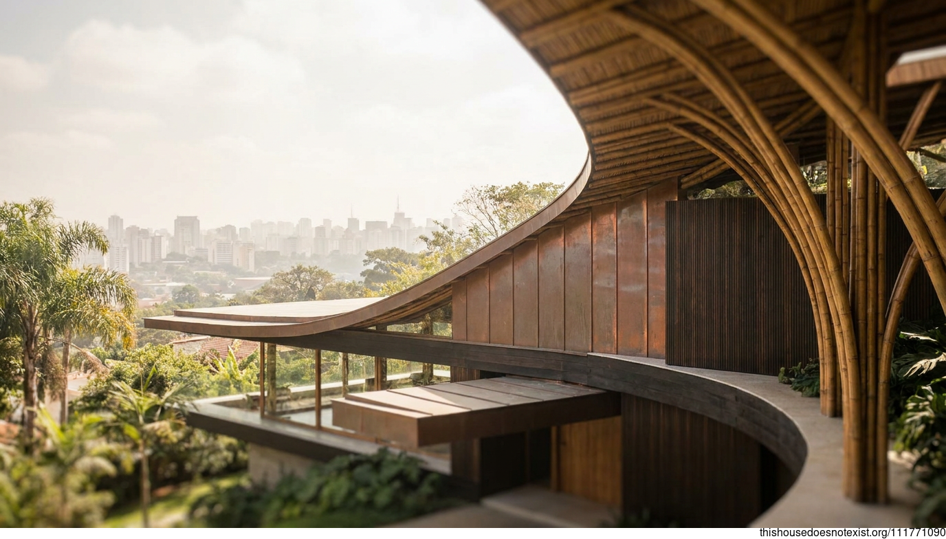 Curved Bamboo Copper São Paulo Dwelling