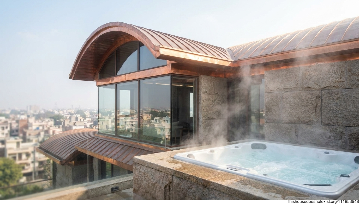 Kanpur's Curved Copper Jacuzzi Haven