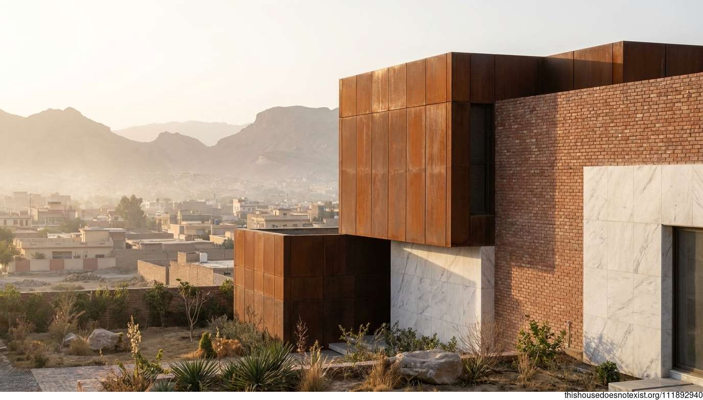 Quetta's Corten Dawn Minimalist Facade