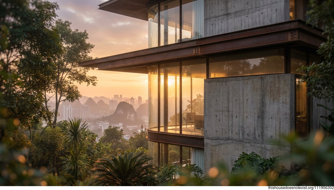 Guiyang's Round Mid-Century Sunset Dwelling