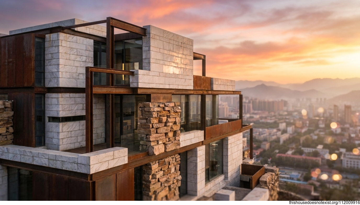 Maximalist Marble Steel Sunset in Baotou