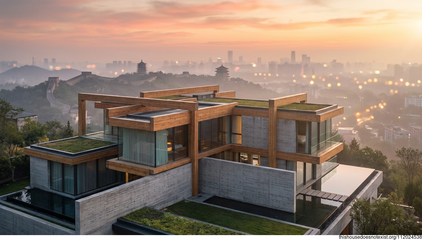 Beijing Sunrise Concrete Glass Rectangles