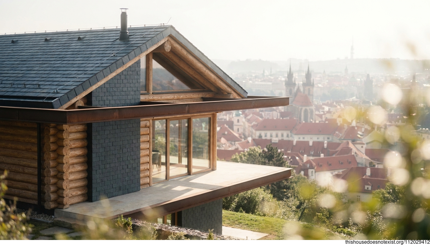 Prague's Cedar-Slate Minimalist Facade