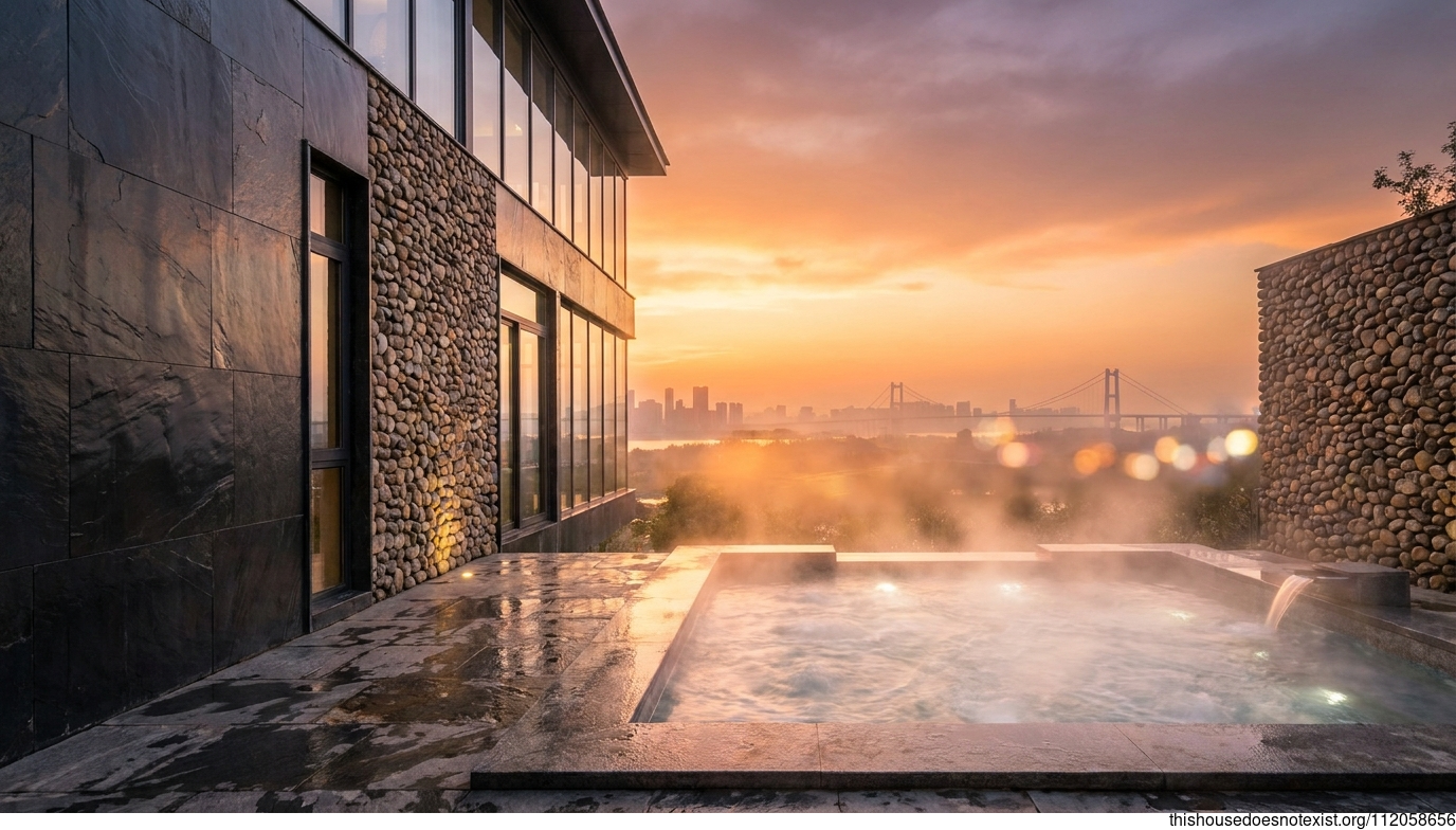 Wuhan's Slate Sunset Jacuzzi Retreat
