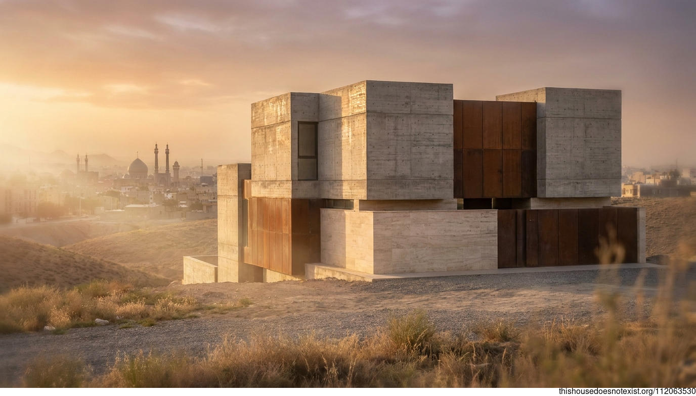 Brutalist Qom Concrete Sunset Dwelling