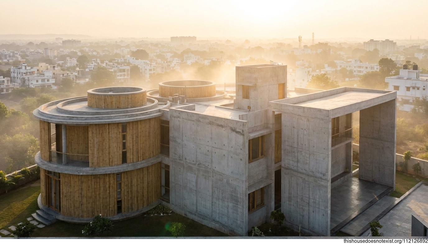 Jabalpur's Circular Bamboo Dawn Dwelling