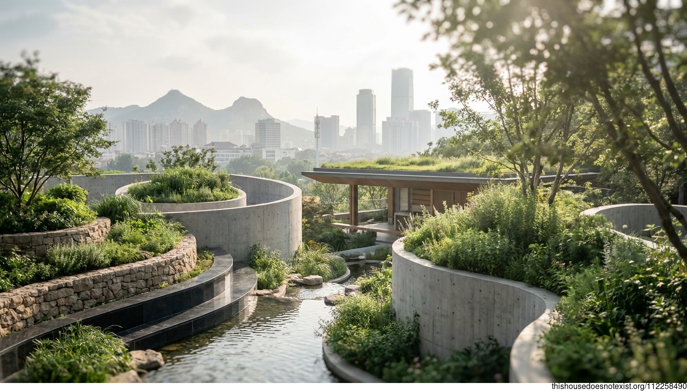 Jinan's Curved Eco-Concrete Oasis