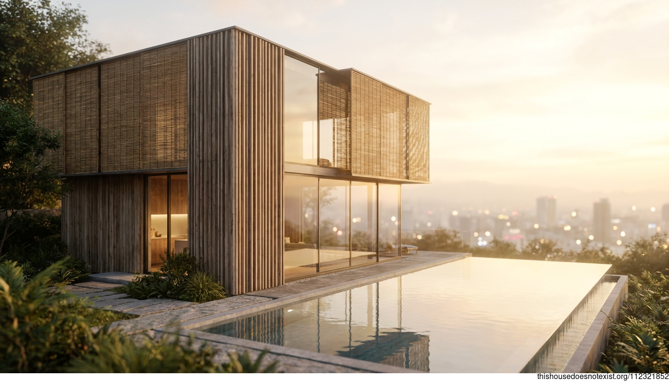 Modern Eco-House Sunset in Osaka