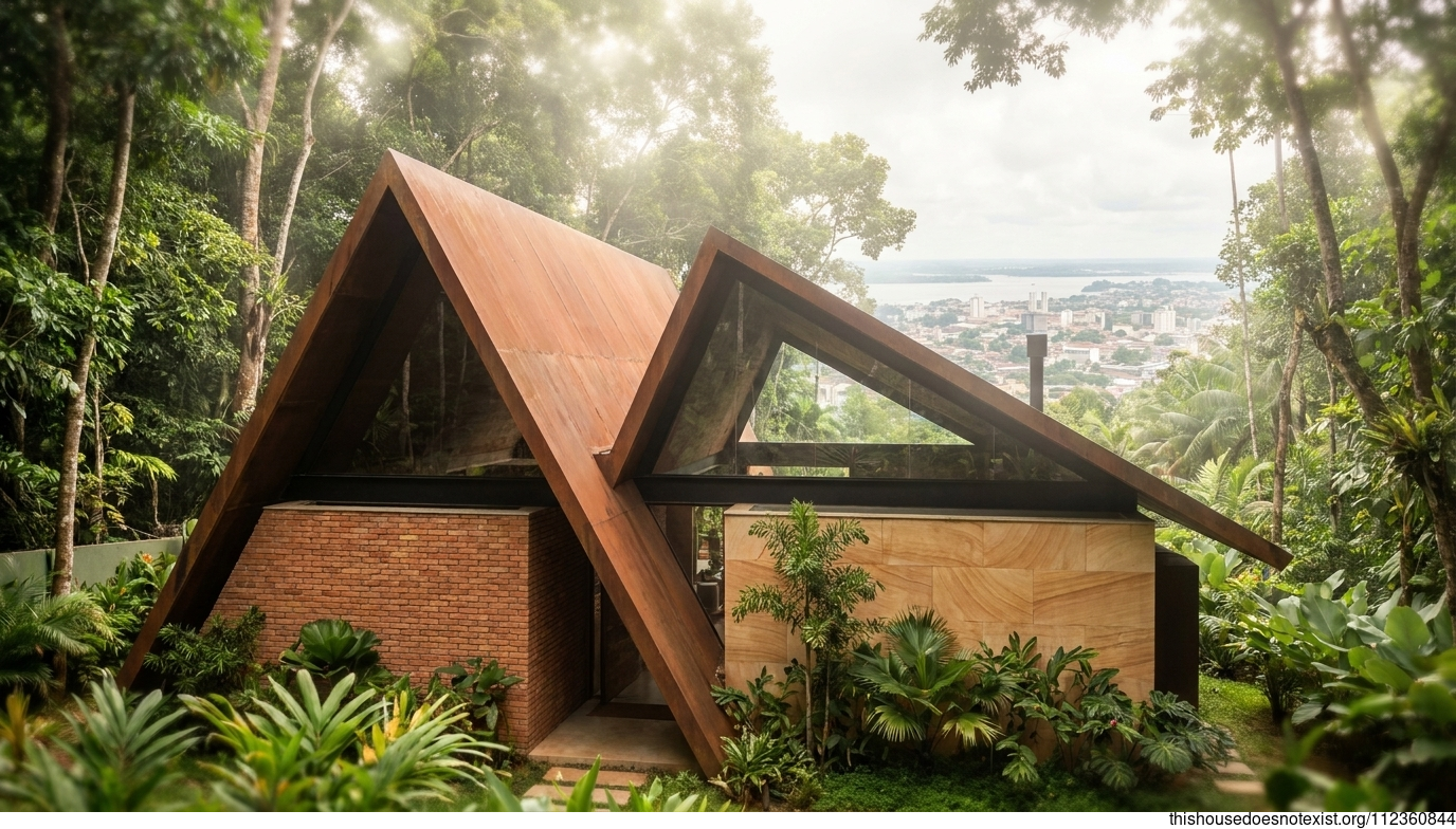 Eco-Friendly Triangular Corten Home in Manaus