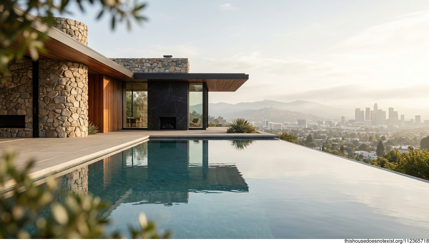 Mid-Century Minimalist LA Stone House
