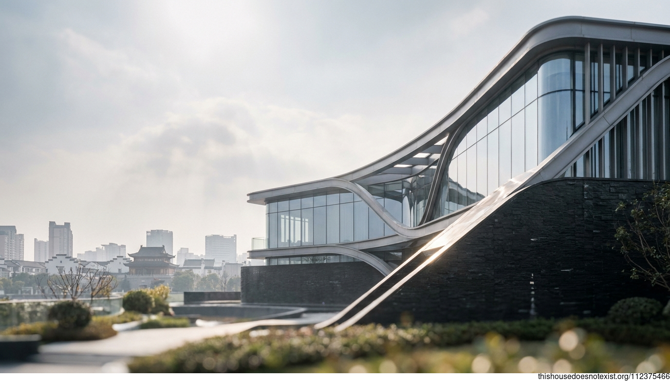 Futuristic Curved Steel-Glass Home, Wuxi