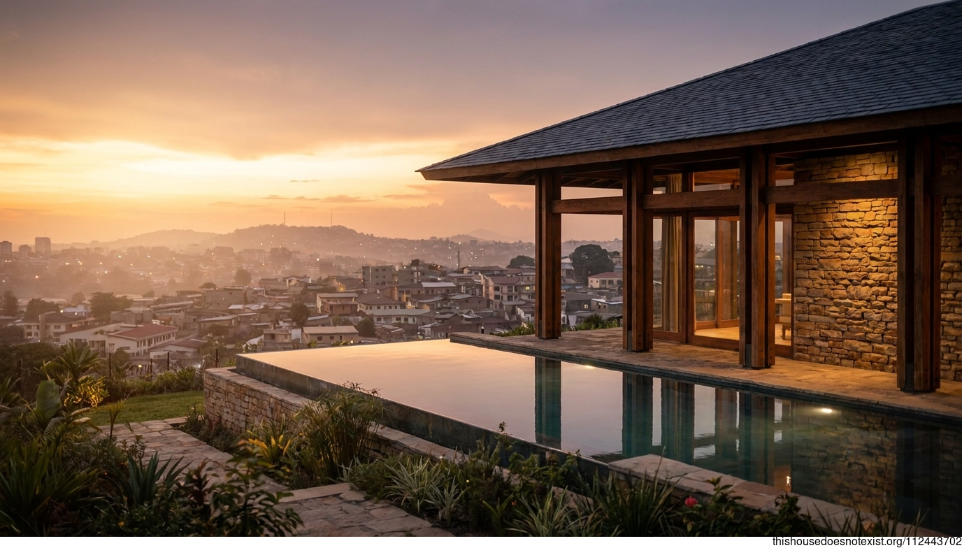 Minimalist Sunset Timber Home in Kinshasa