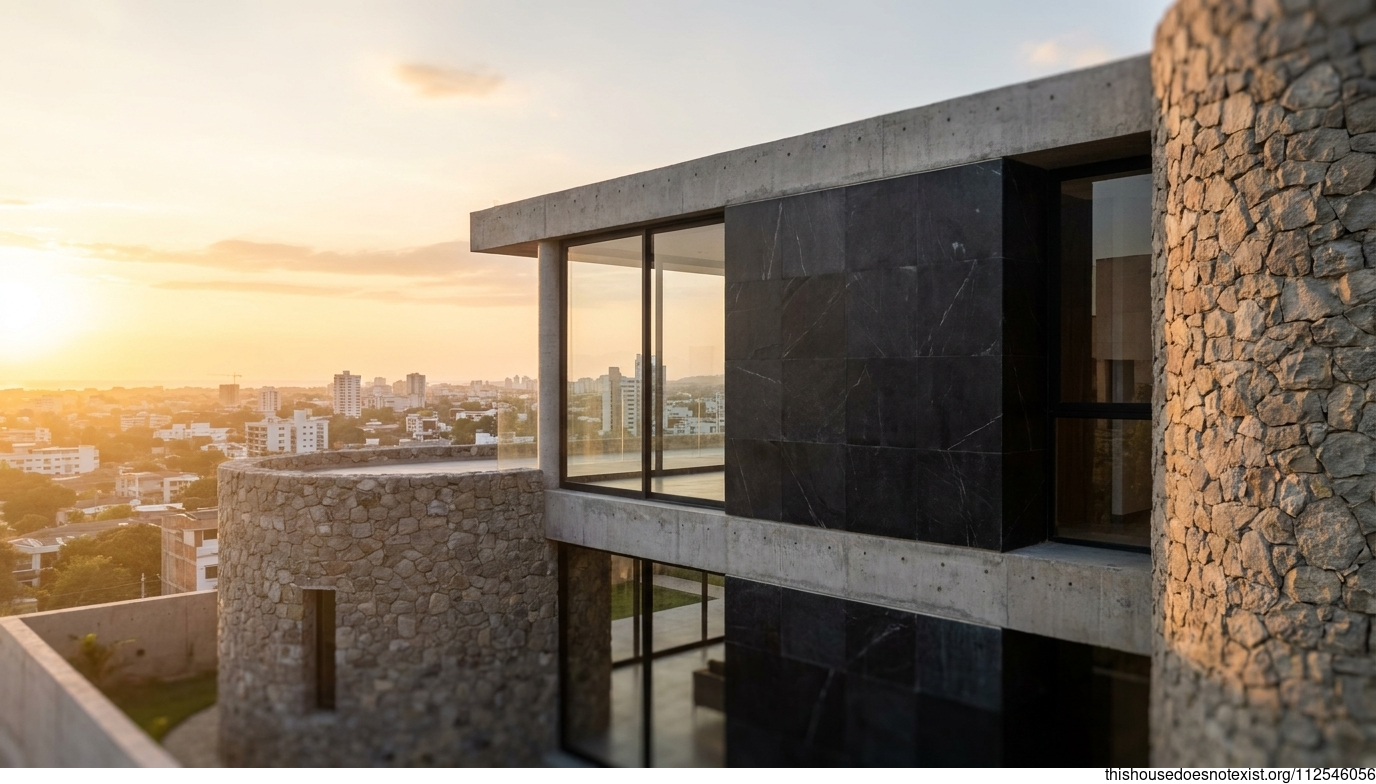 Brutalist Concrete House in Barranquilla Sunset
