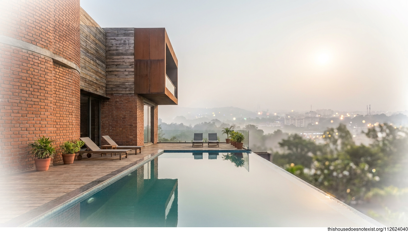 Industrial Terracotta Infinity Pool House
