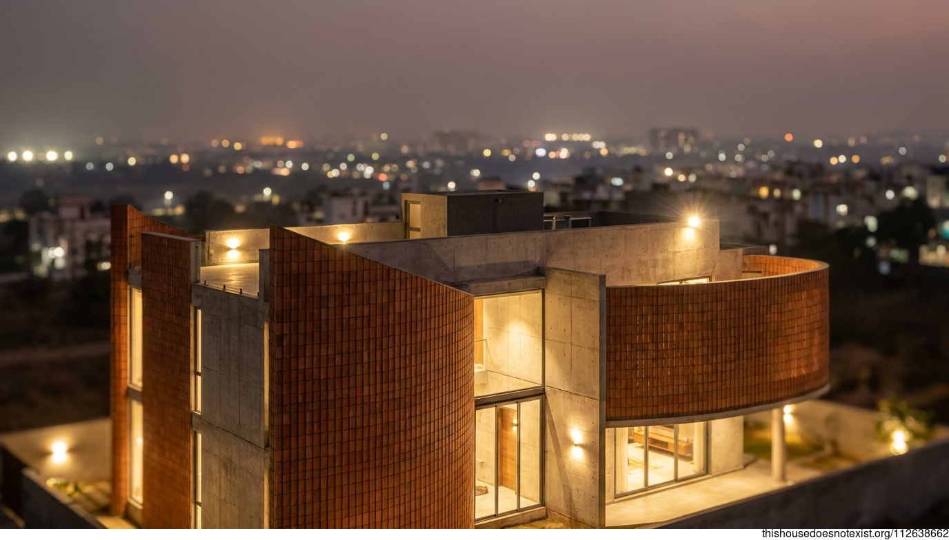Curved Concrete Night Terrace