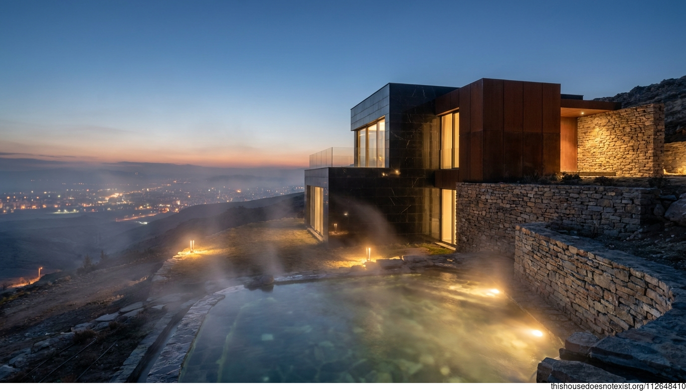 Polished Black Stone Night House