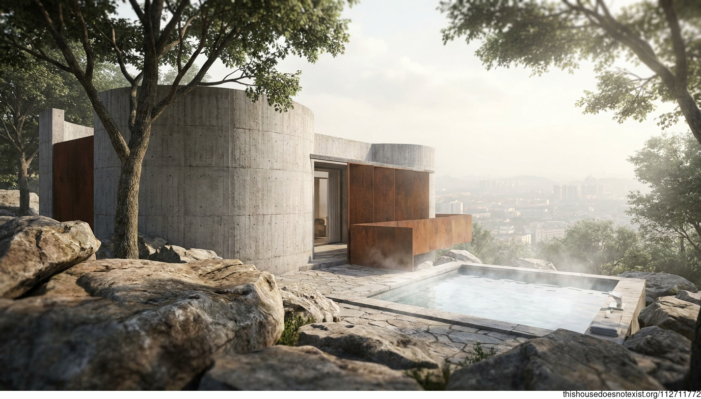 Brutalist Concrete Circle House