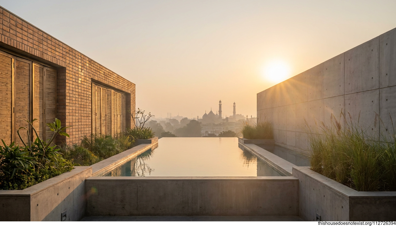 Concrete Garden with Infinity Pool