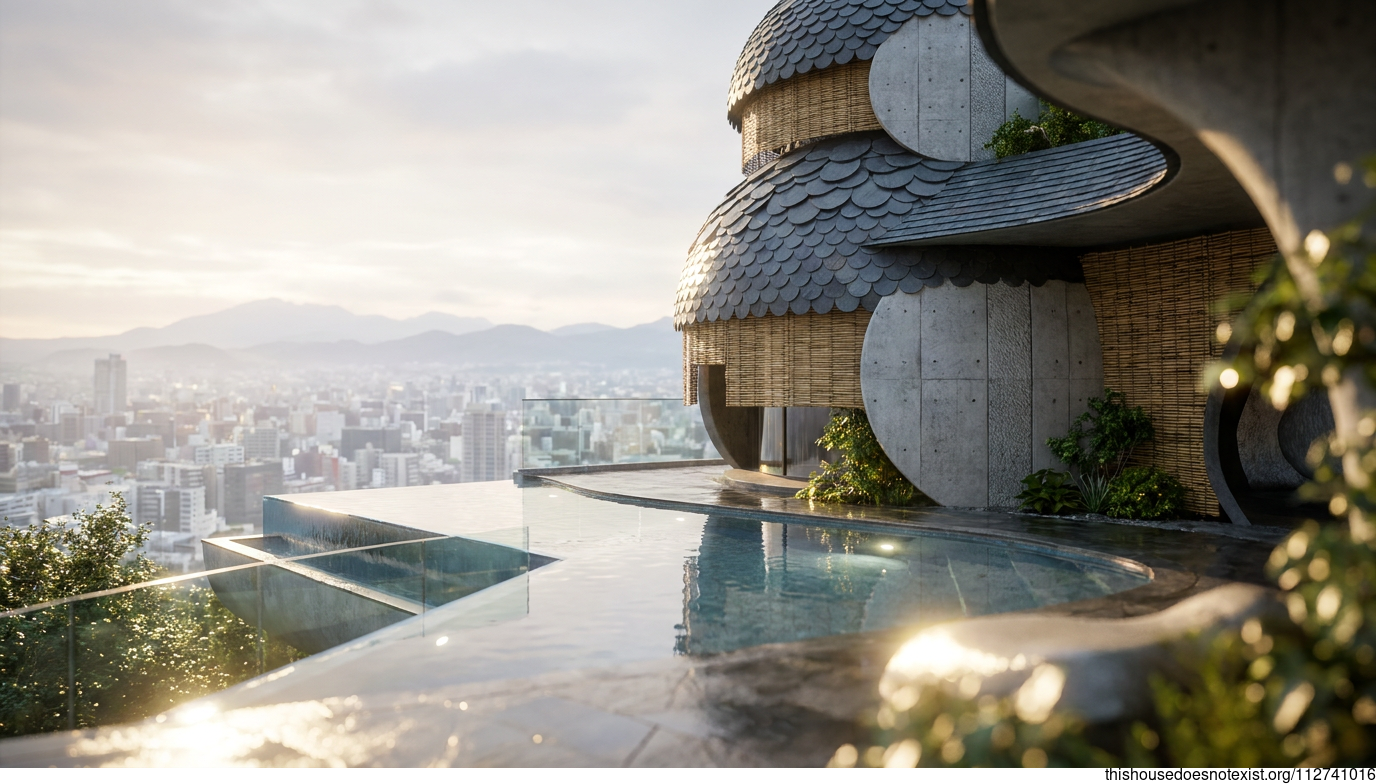 Futuristic Maximalist Circular Concrete Bamboo Home