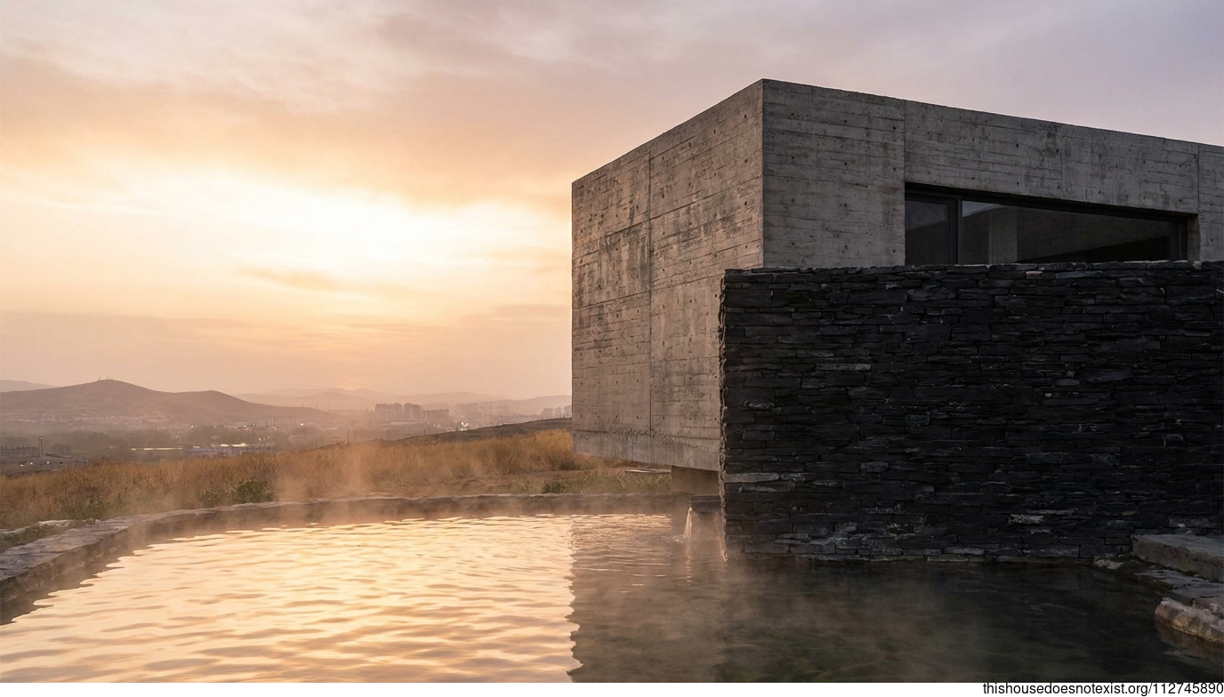 Brutalist Concrete Sunset in Chifeng