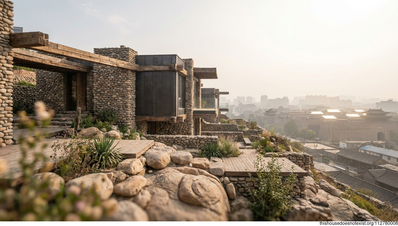 Modern Futuristic Maximalist Stone Timber Home
