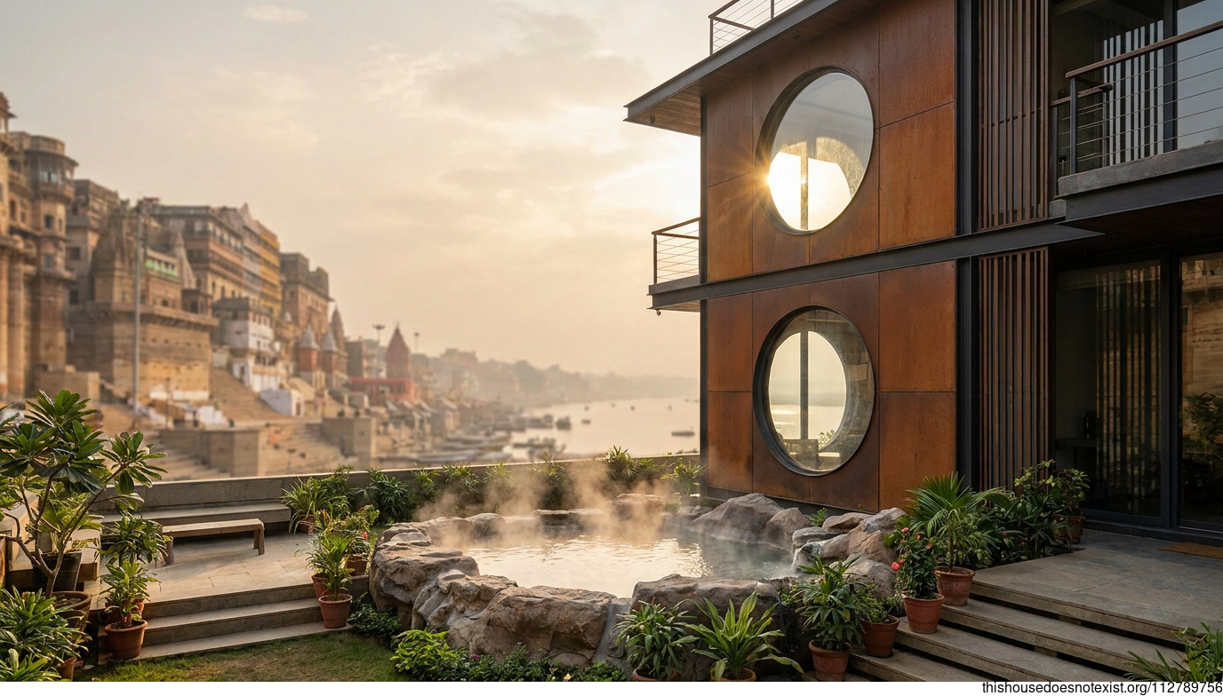 Modern Circular Corten House in Varanasi