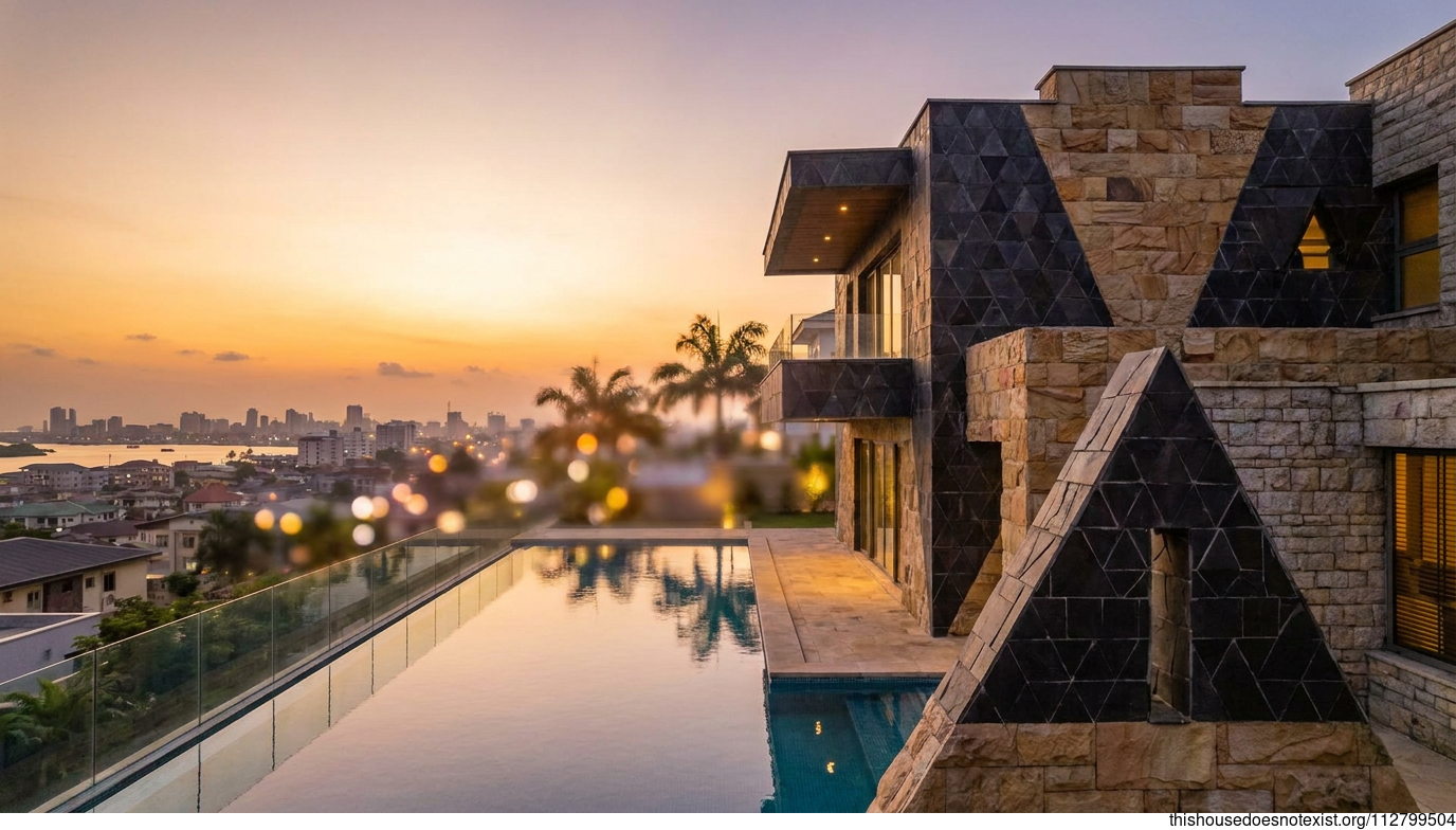 Triangular Black Stone Sunset Villa