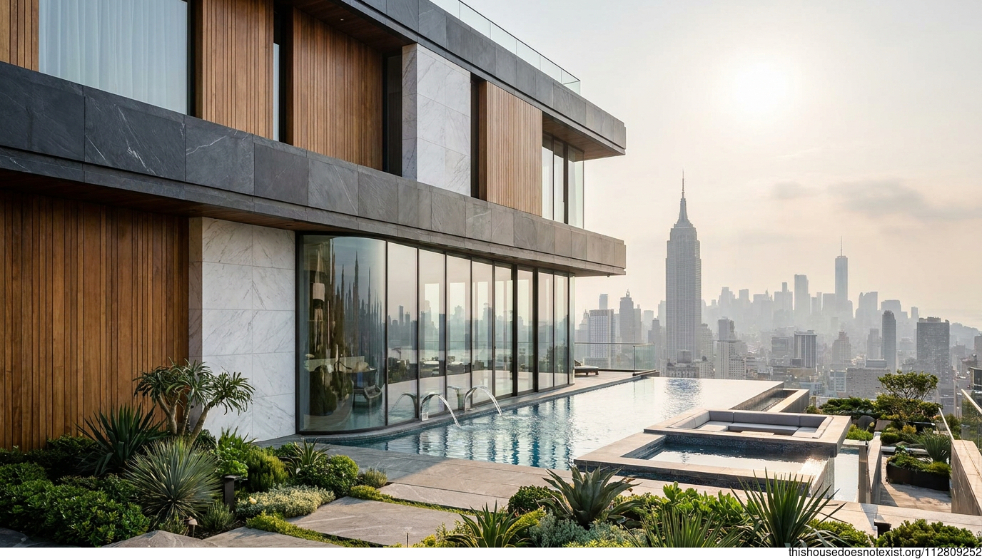 Sleek Slate Marble Infinity Pool