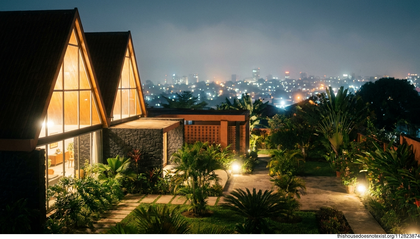 Mid-Century Modern Garden Nightscape