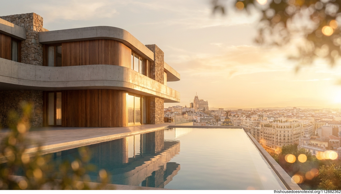 Curved Concrete Pool Sunset