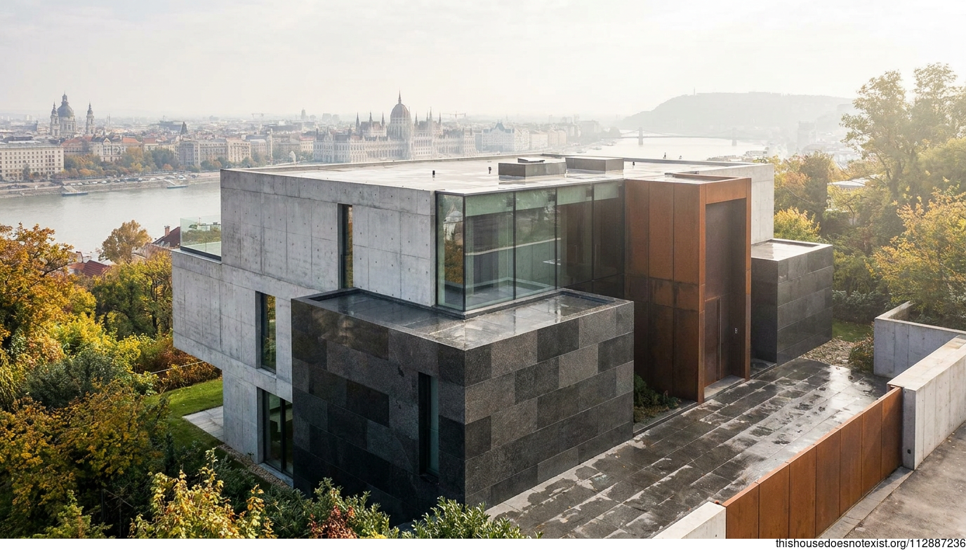 Modern Brutalist Concrete House, Budapest