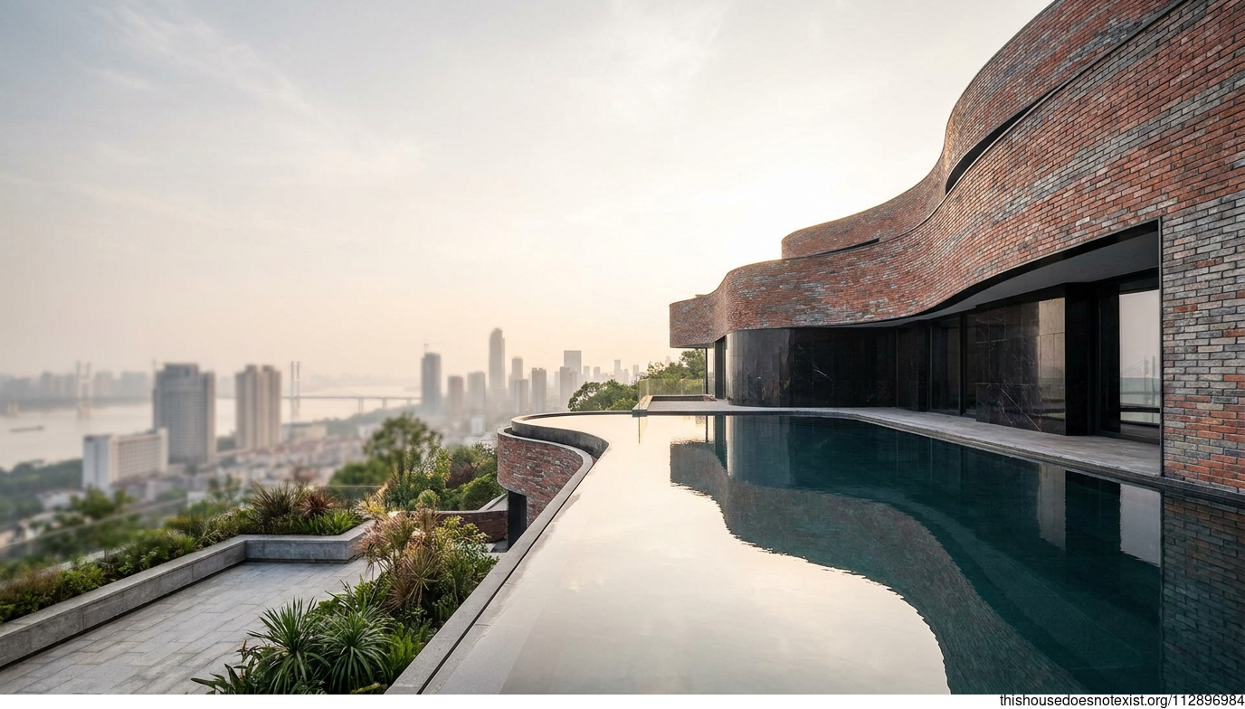 Futuristic Curved Brick Modern House
