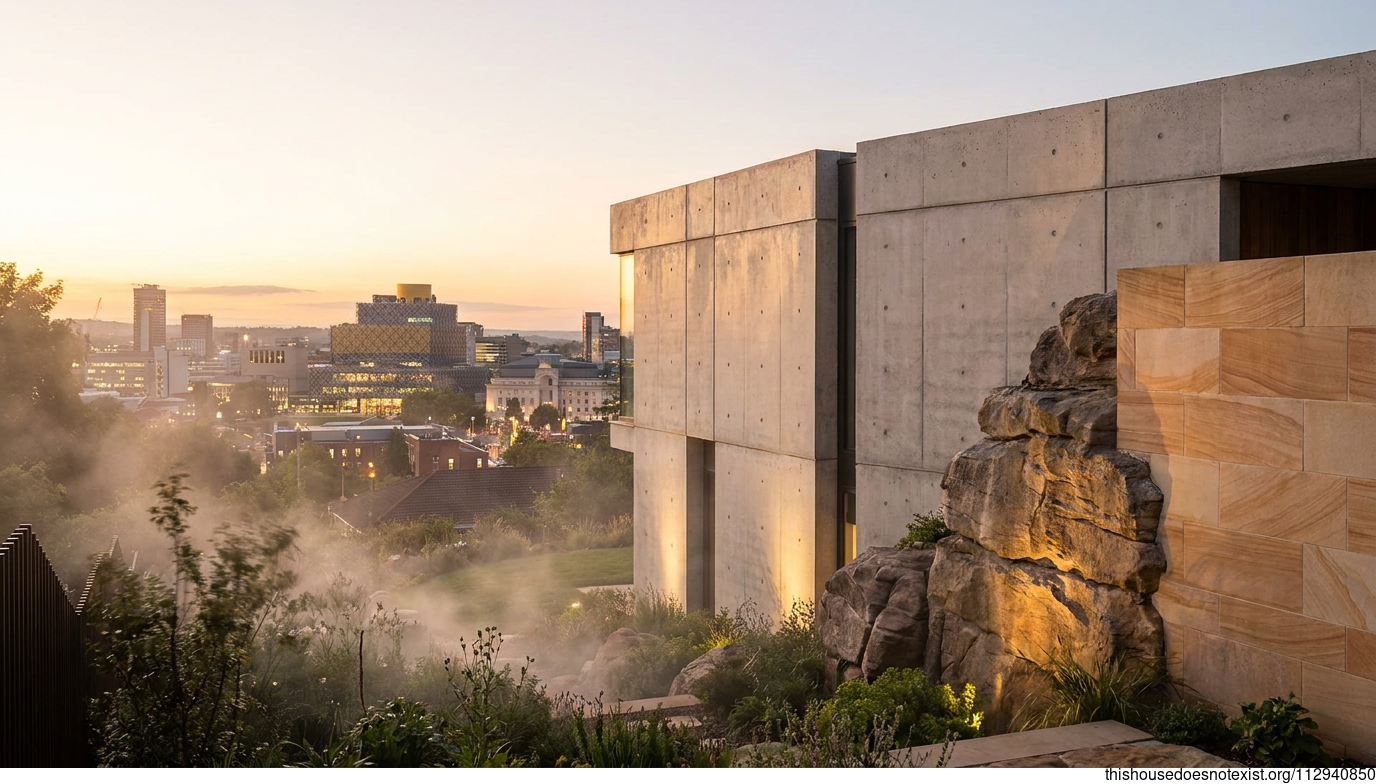 Modern Birmingham Sunset Concrete House