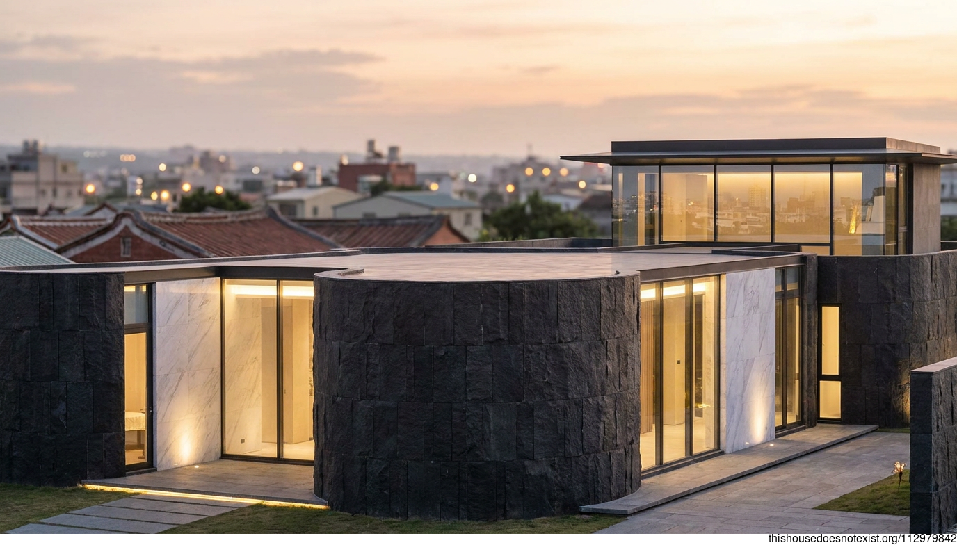 Curved Black Stone Sunset Home