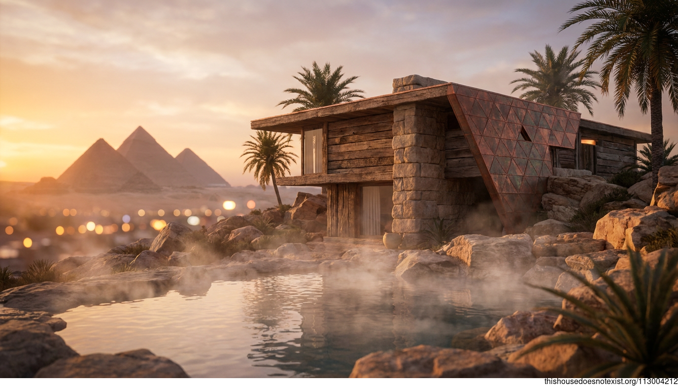 Mid-Century Modern Sunset Giza House