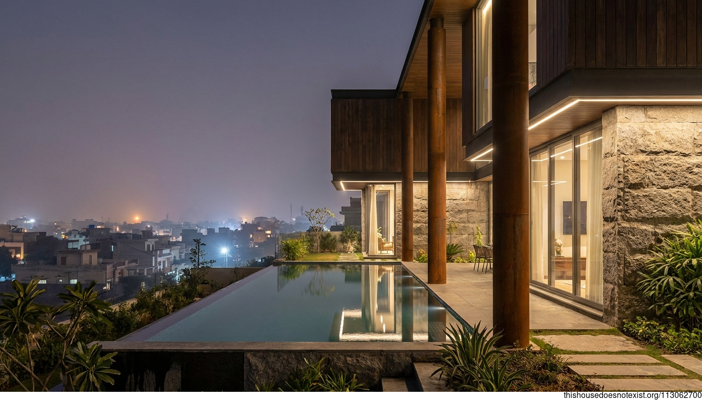 Modern Corten Home with Infinity Pool