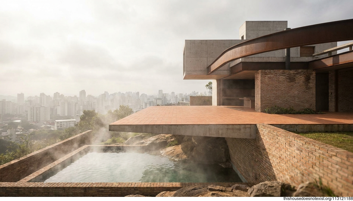 Brutalist Curves in Steaming Terracotta