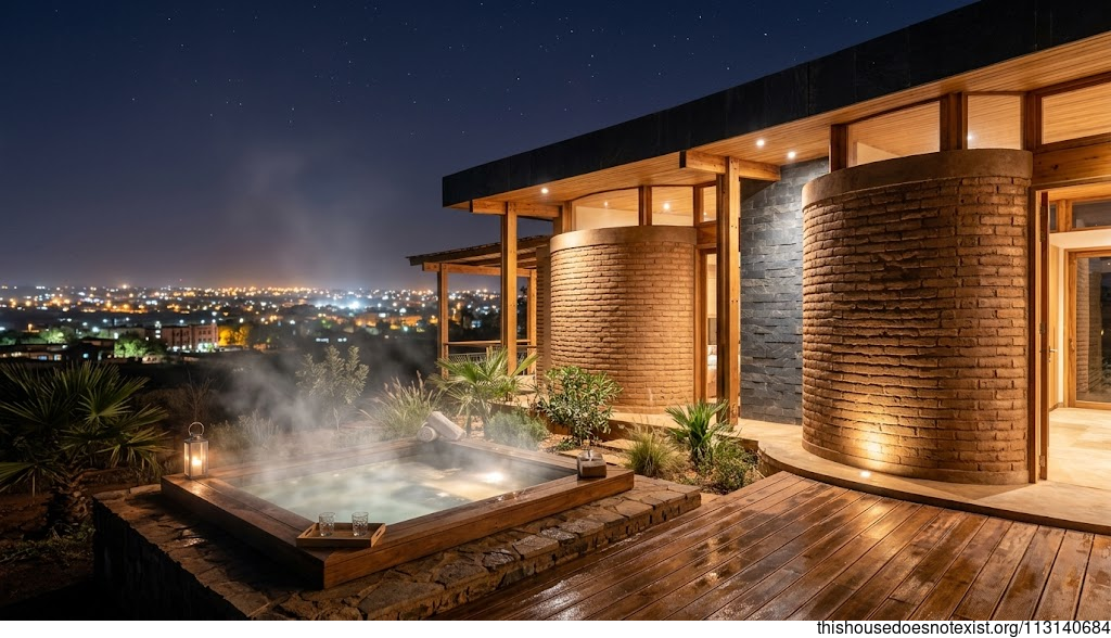 Curved Eco Villa in Ouagadougou Night