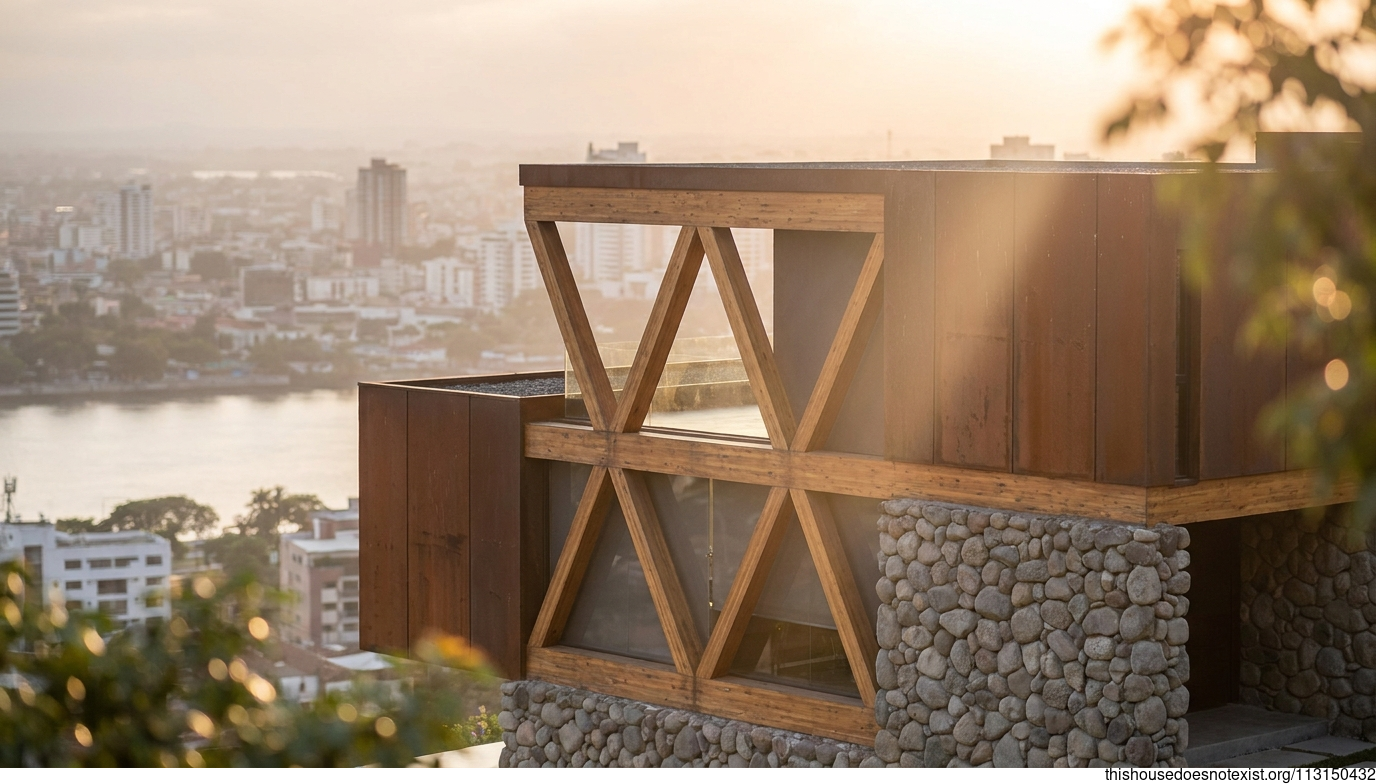 Futuristic Triangular Home at Sunset
