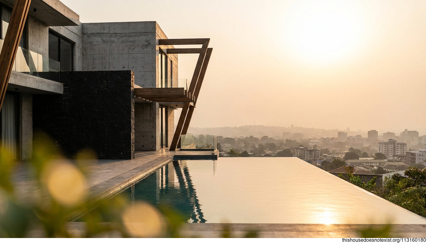Brutalist Black Stone Kinshasa Sunset
