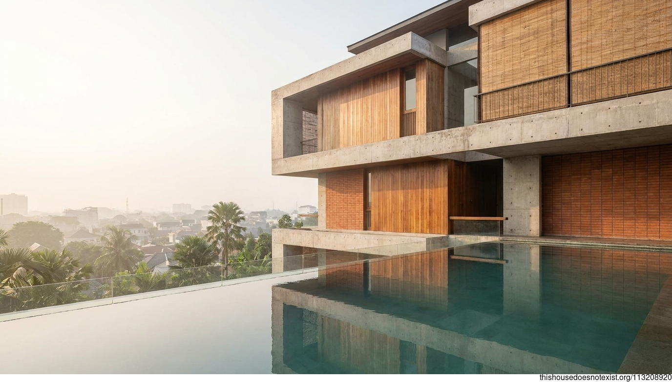 Brutalist Concrete House with Infinity Pool