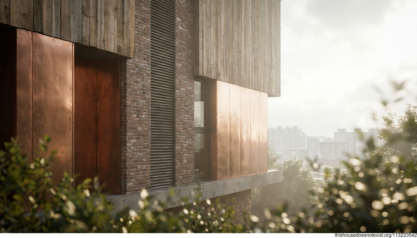 Brutalist Copper Cedar Minimalist House