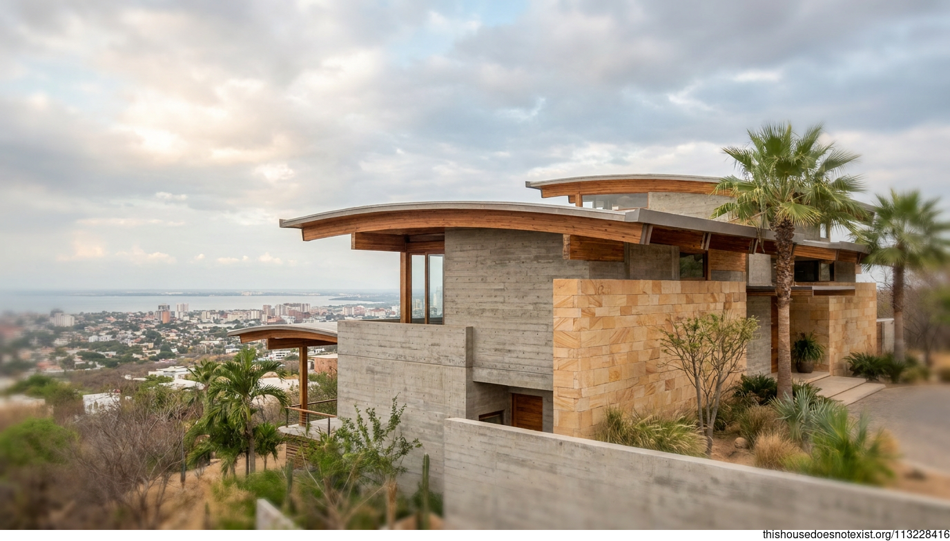 Curved Wood and Concrete in Maracaibo
